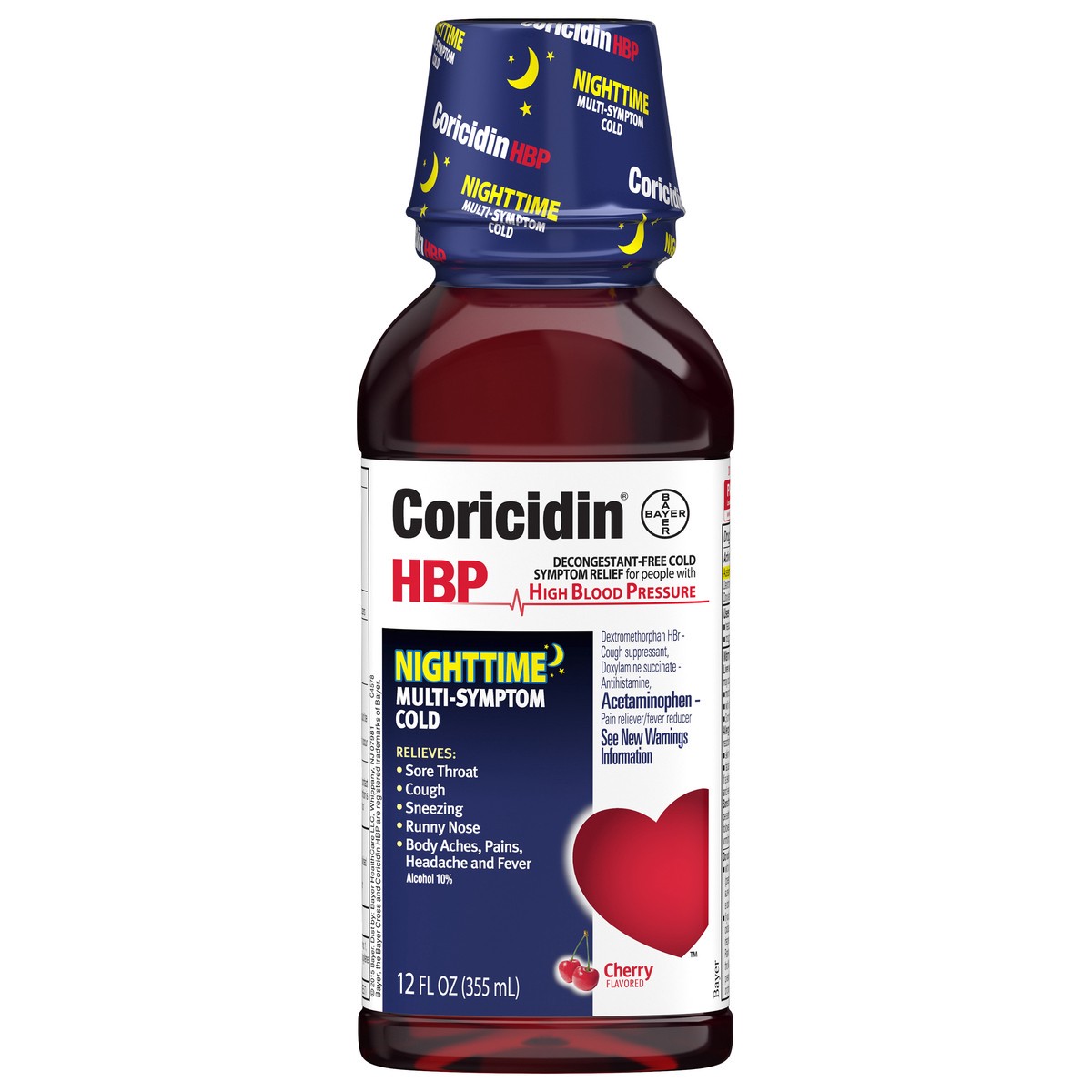 slide 1 of 8, Coricidin Nighttime Cherry Liquid Cold Medicine, 12 fl oz