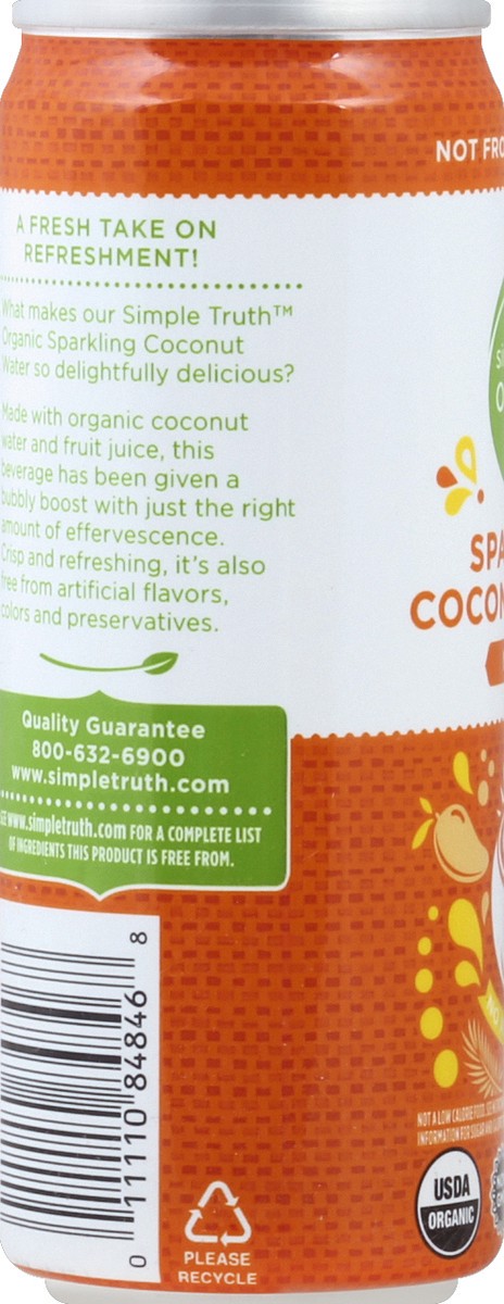 slide 2 of 4, Simple Truth Organic Mango Sparkling Coconut Water, 10.8 fl oz