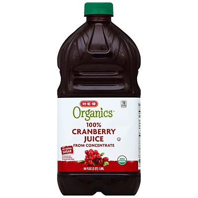 slide 1 of 1, H-E-B 100% Organics Cranberry Juice, 64 oz