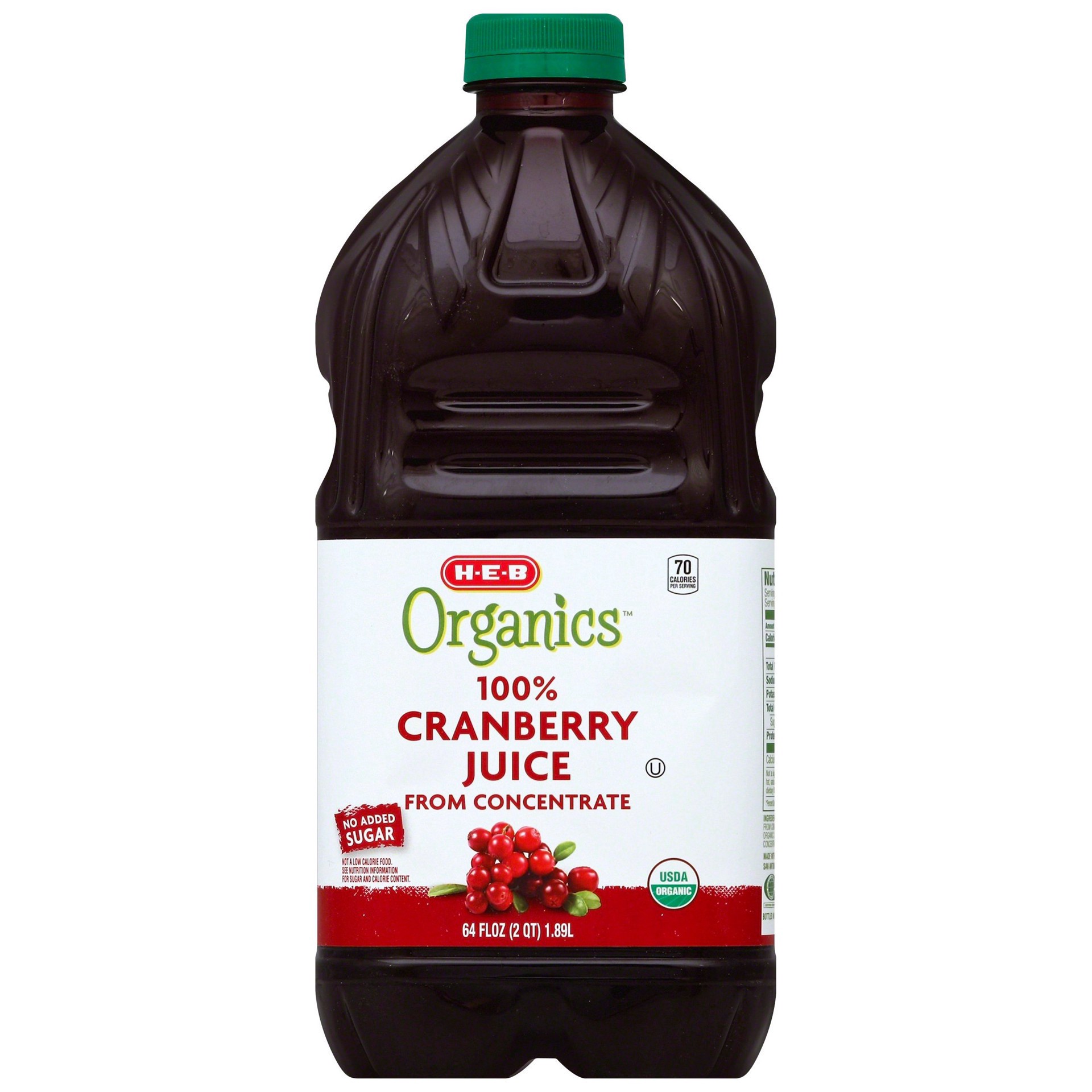 slide 1 of 1, H-E-B 100% Organics Cranberry Juice - 64 oz, 64 oz