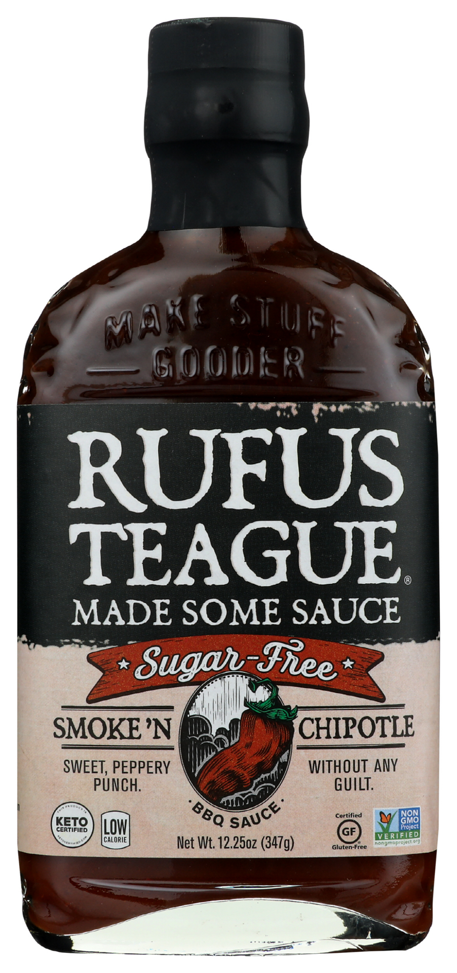 slide 1 of 7, Rufus Teague Sugar Free Smoke N' Chipotle BBQ Sauce, 13 oz