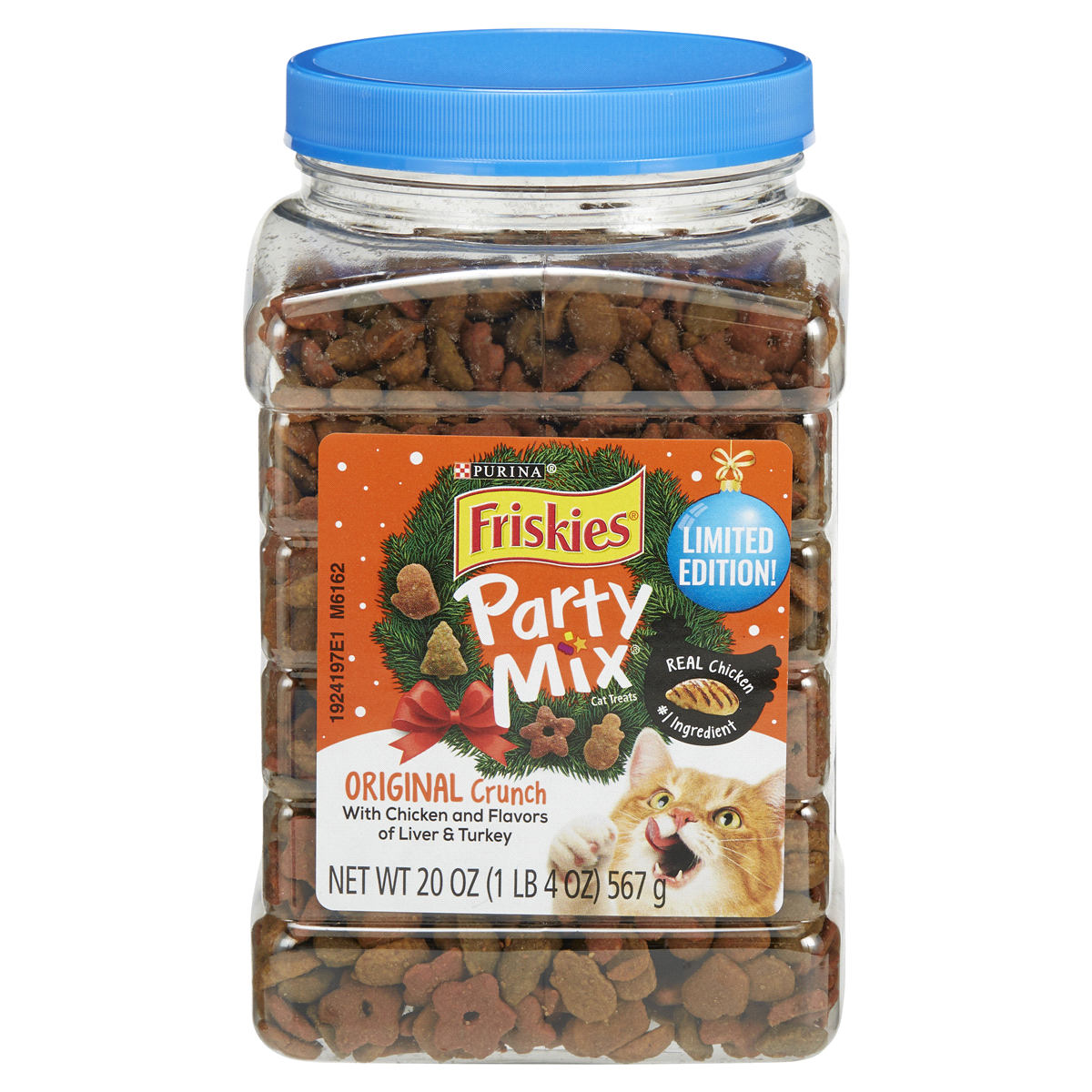 slide 1 of 1, Friskies Party Mix Chicken Liver & Turkey Flavors Original Crunch Cat Treats, 20 oz