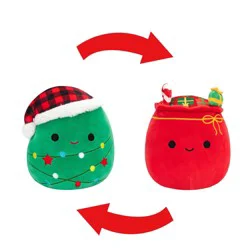Squishmallows Flipmallows - Christmas Tree With Santa Hat And Red Gift Bag