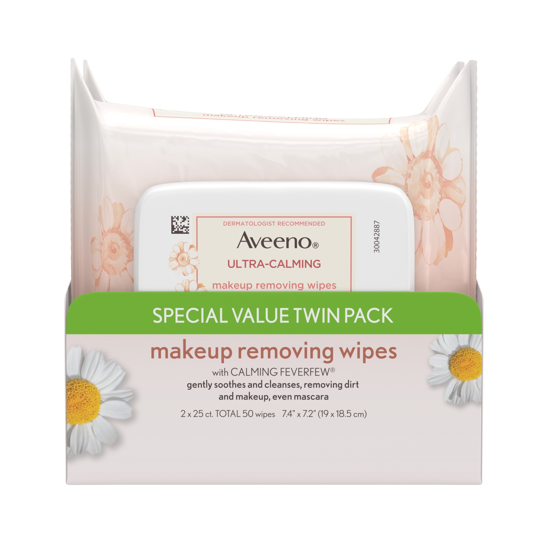 slide 1 of 1, Aveeno Ultra-Calming Makeup Removing Wipes, Twin Pack, 25 ct