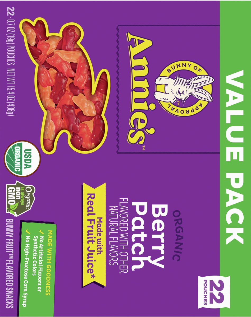 slide 4 of 8, Annie's Organic Berry Patch Bunny Fruit Flavored Snacks, Gluten Free, Value Pack, 22 Pouches, 15.4 oz, 22 ct