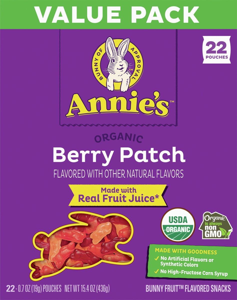 slide 7 of 8, Annie's Organic Berry Patch Bunny Fruit Flavored Snacks, Gluten Free, Value Pack, 22 Pouches, 15.4 oz, 22 ct