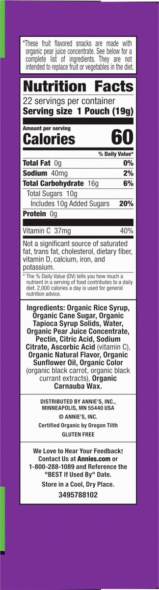 slide 6 of 8, Annie's Organic Berry Patch Bunny Fruit Flavored Snacks, Gluten Free, Value Pack, 22 Pouches, 15.4 oz, 22 ct