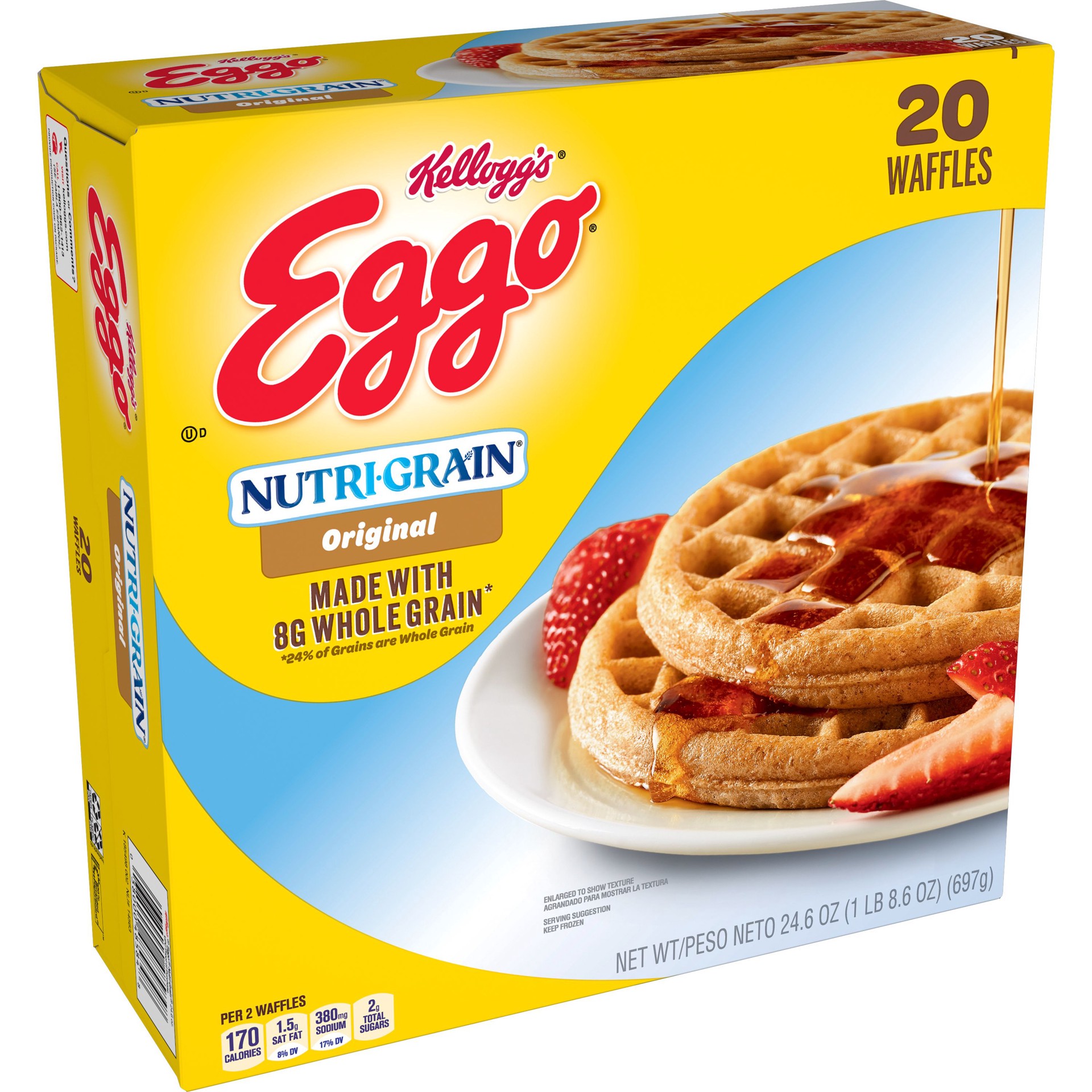 slide 1 of 9, Eggo Nutr-Grain Frozen Waffles, 24.6 oz