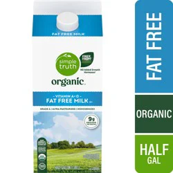 Simple Truth Organic® Fat Free Milk Half Gallon, 0.5 gal