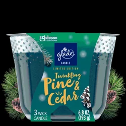 Glade 3 Wick Scented Candle, Twinkling Pine & Cedar, Fragrance Infused with Essential Oils, 6.8 oz