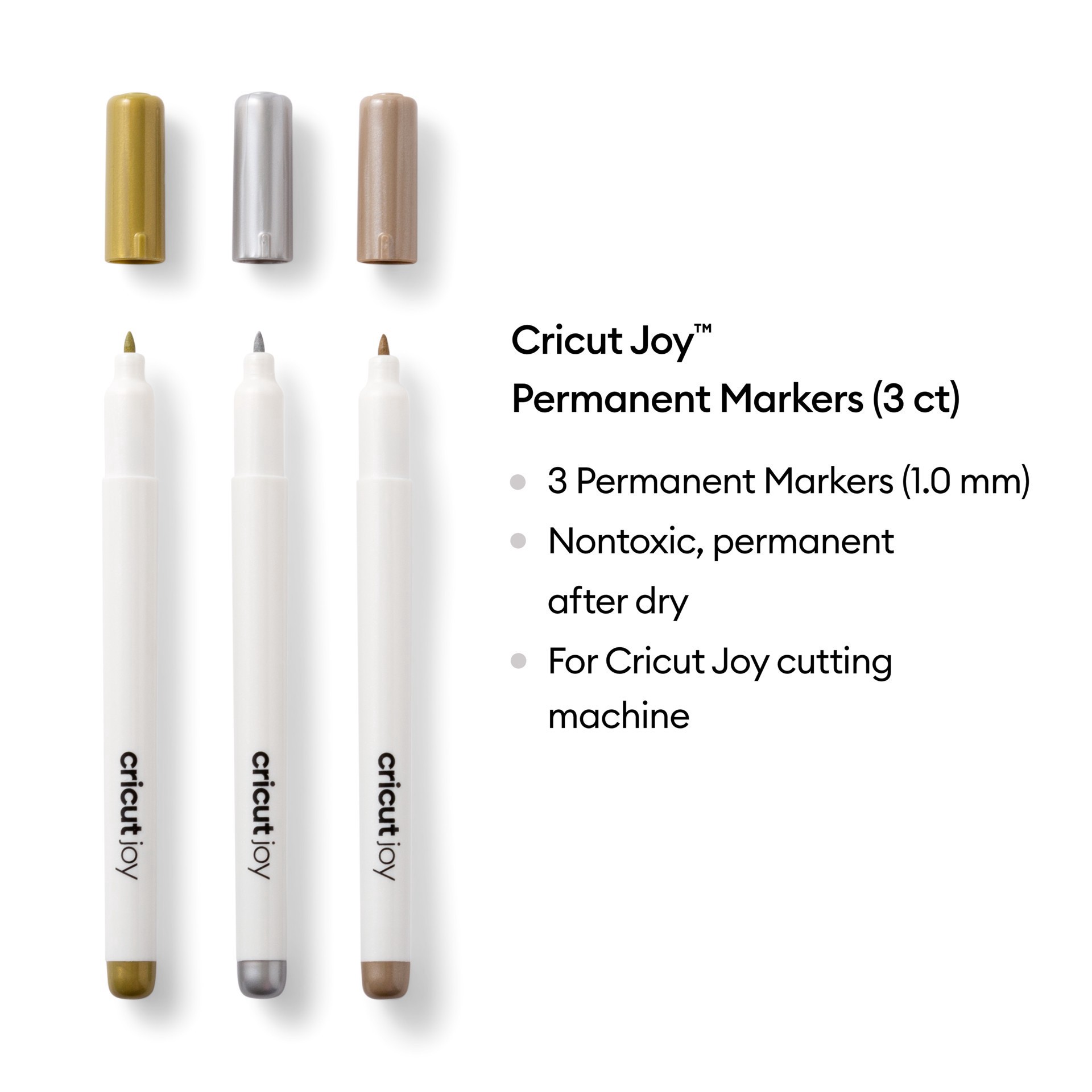 slide 3 of 5, Cricut Joy 1.0mm Permanent Metallic Markers, 3ct., 0mm