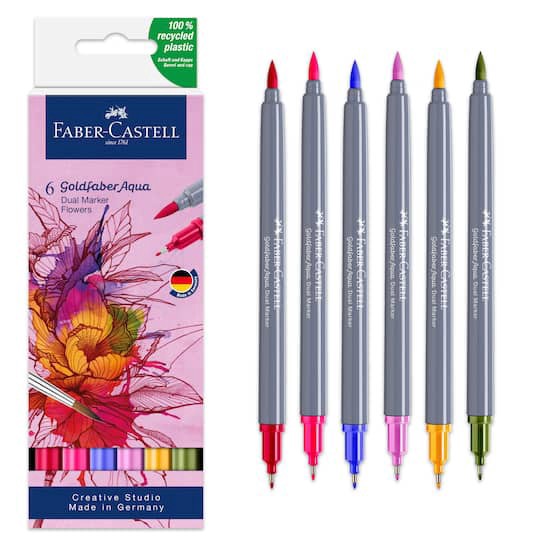 slide 1 of 7, Faber-Castell Goldfaber Aqua Flowers Dual-Tip Marker Set, 1 ct