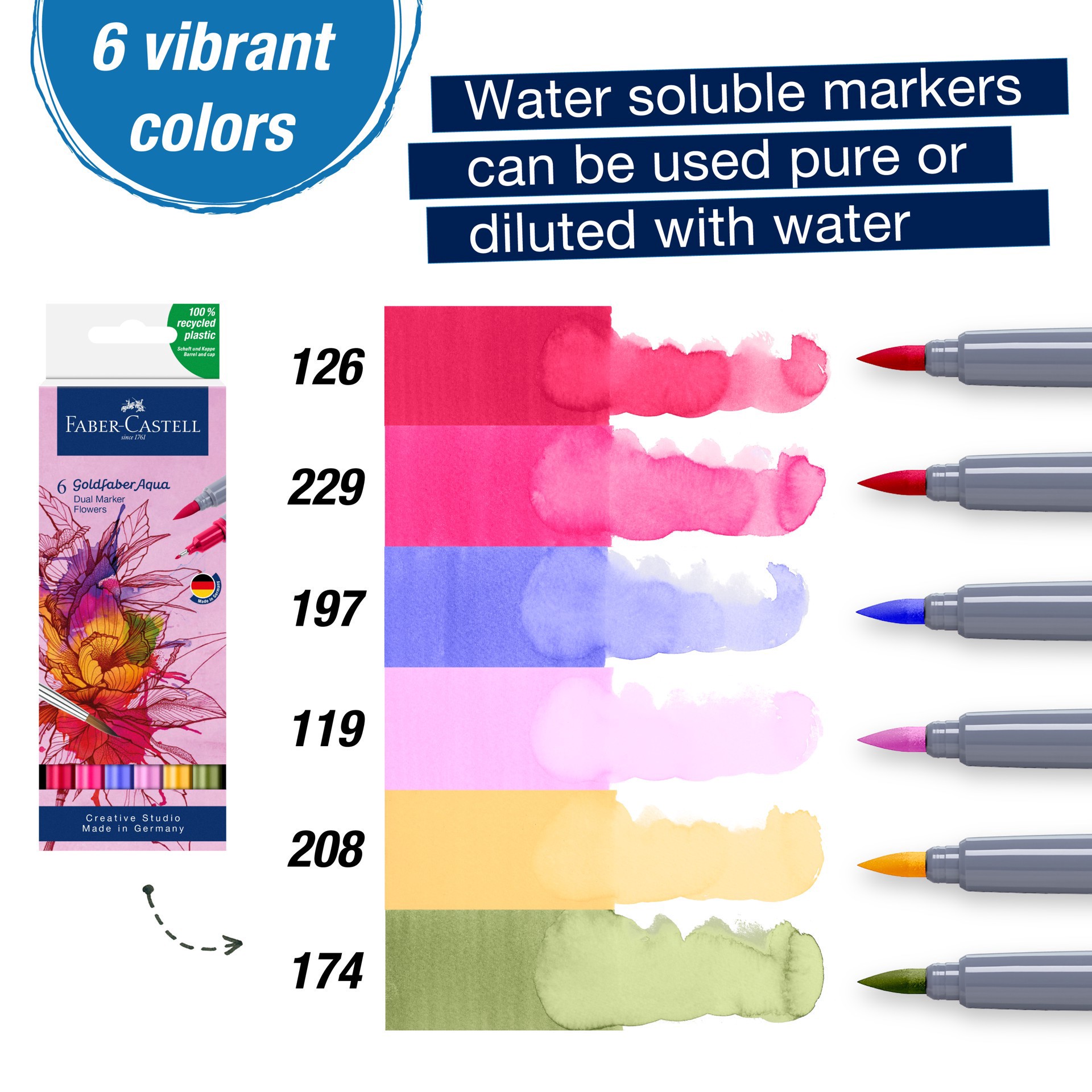 slide 6 of 7, Faber-Castell Goldfaber Aqua Flowers Dual-Tip Marker Set, 1 ct
