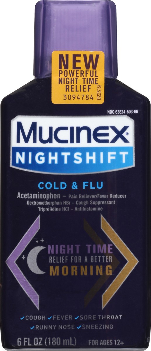 slide 1 of 10, Mucinex Nightshift Cold & Flu 6 oz, 6 oz