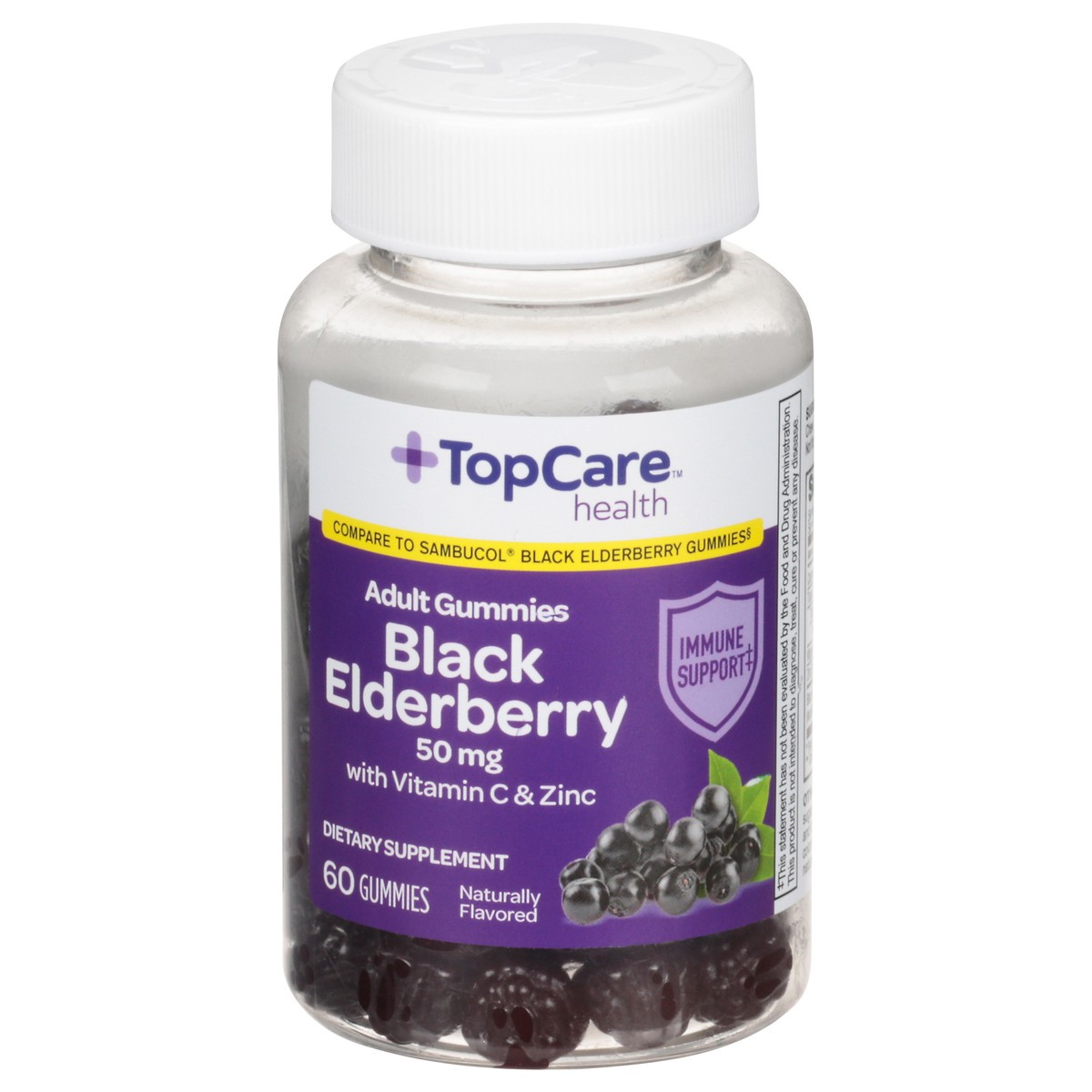 slide 1 of 15, TopCare Health Adult 50 mg Black Elderberry with Vitamin C & Zinc 60 Gummies, 60 ct