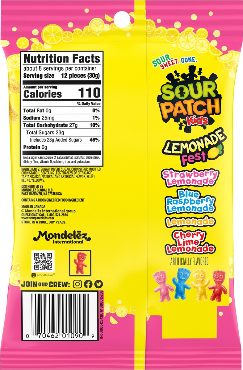 slide 8 of 9, SOUR PATCH KIDS Lemonade Fest Soft & Chewy Candy, 8.02 oz, 8.02 oz