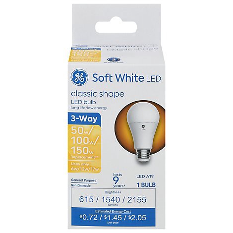 slide 1 of 1, Ge Led 50/150 3way White - 1 CT, 1 ct