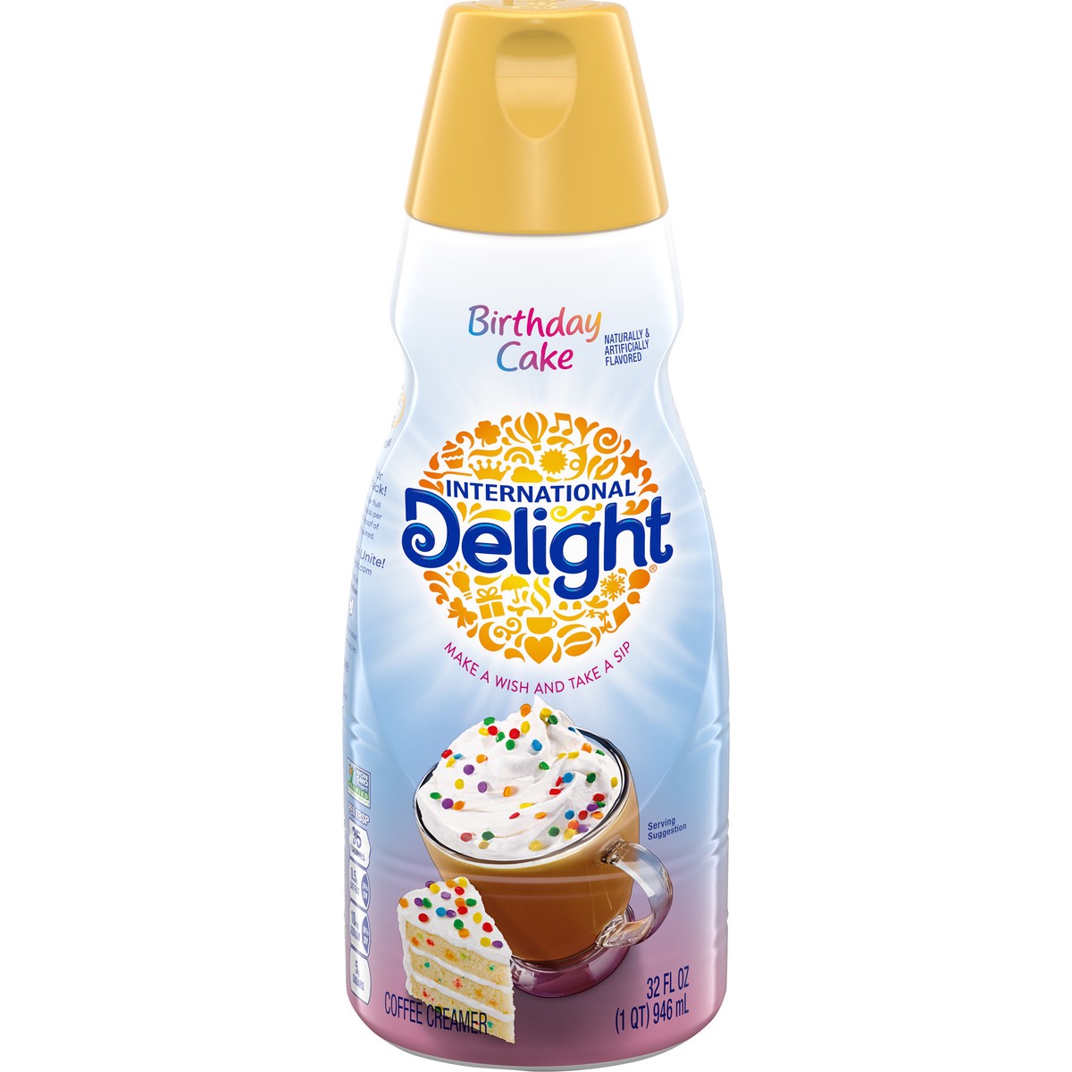 slide 1 of 9, International Delight Birthday Cake Coffee Creamer, 1 Quart, 32 fl oz