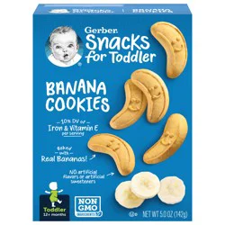 Gerber Snacks for Toddler Banana Cookies 5.0 oz Snack Carton