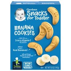 Gerber Snacks for Toddler Banana Cookies 5.0 oz Snack Carton