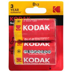 Kodak D Super Heavy Duty Zinc Batteries - 2 Each