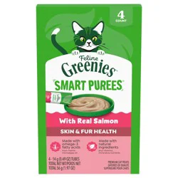 Feline GREENIES Smart Purees with Real Salmon Cat Treats - 4 ct