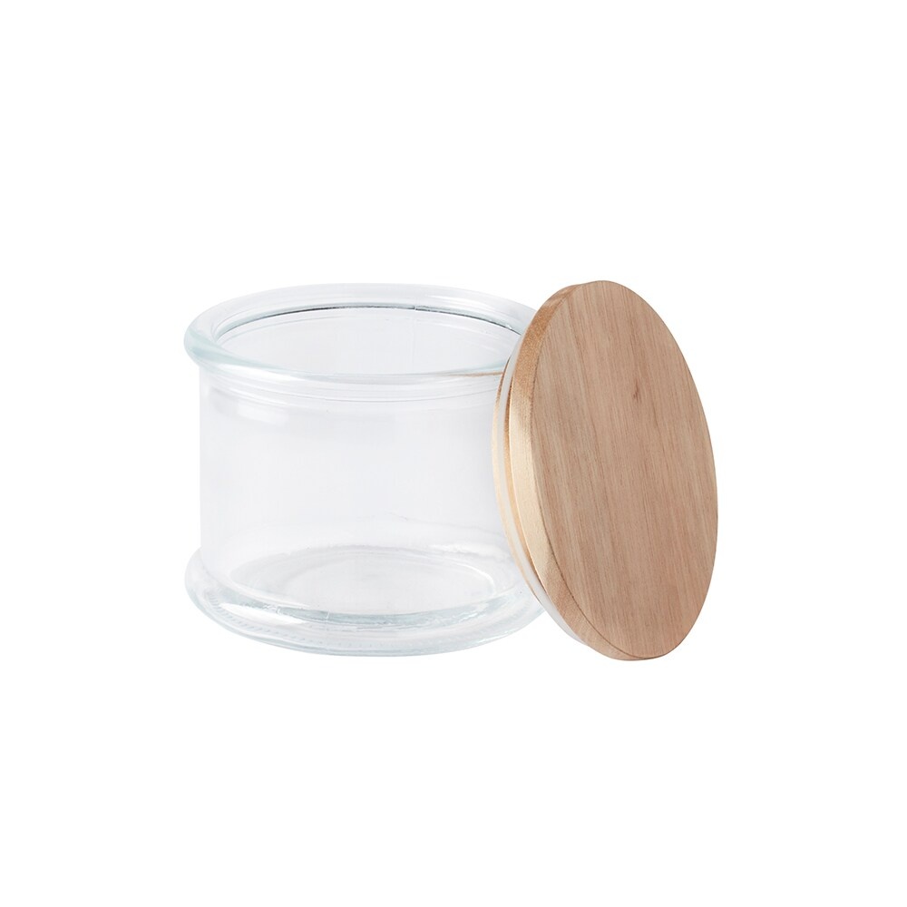 slide 1 of 1, Tabletops Unlimited Small Skinny Heritage Glass Jar With Acacia Lid, 1 ct