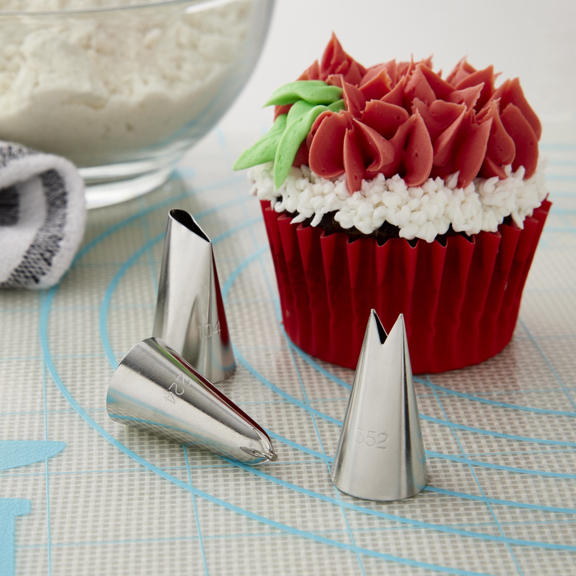 slide 3 of 5, #352, #104, #224 Decorating Tips By Celebrate It, includes #224, #104 and #352 tips