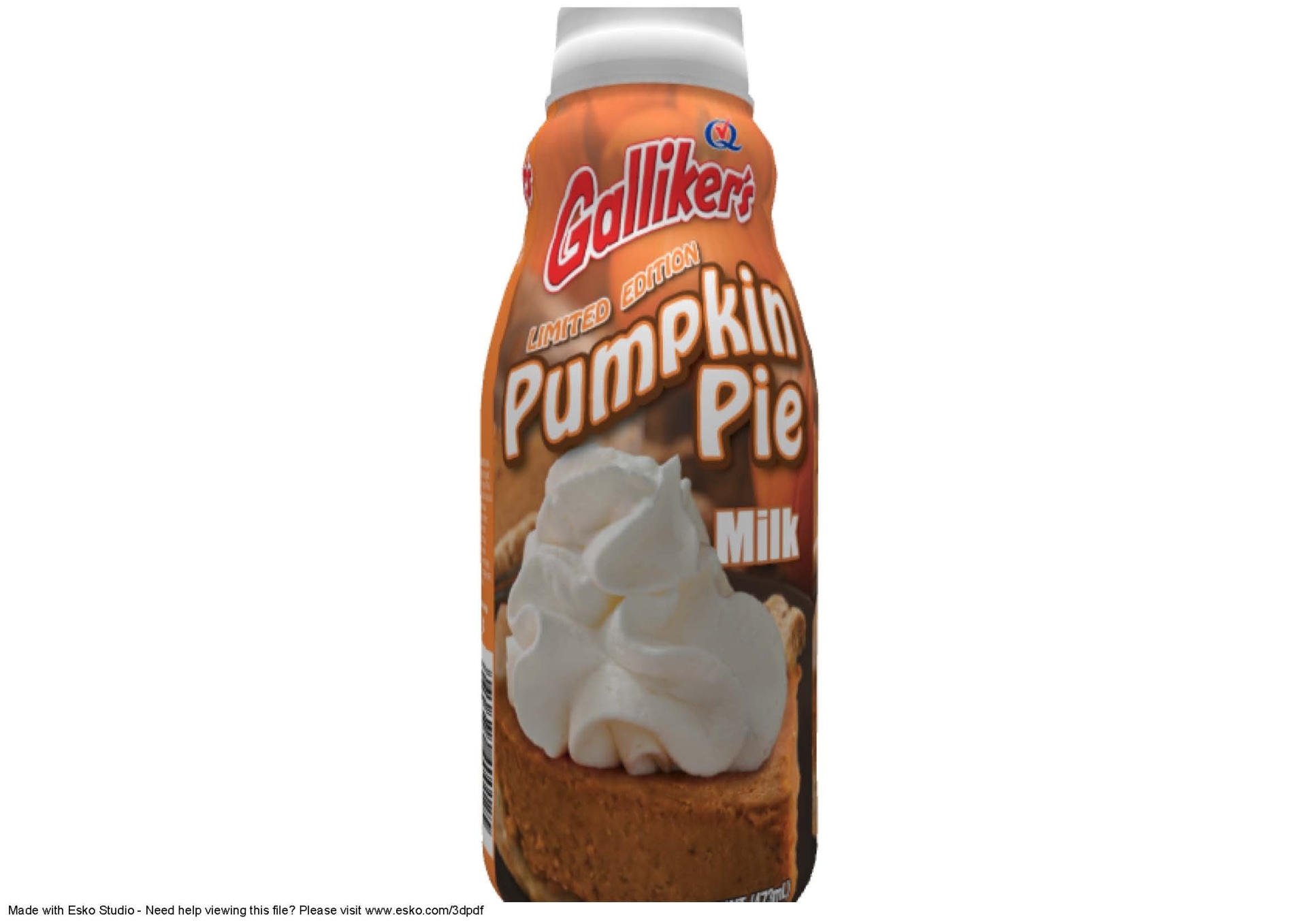 slide 1 of 1, Galliker's Gallikers Pumpkin Pie Milk Pint, 16 oz