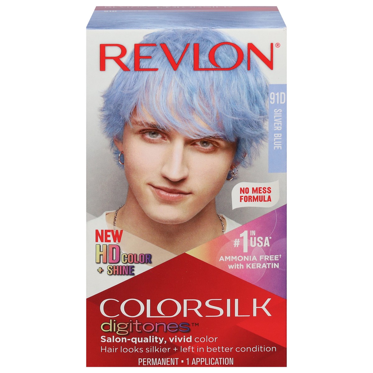 slide 1 of 9, Revlon ColorSilk Digitones 91D Silver Blue Permanent Hair Color 1 ea, 1 ct