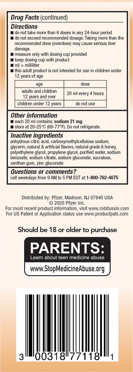 slide 7 of 9, Robitussin Honey CF Max Day Adult Syrup for Severe Cough, Sore Throat, & Flu with Real Honey, 8 oz, 8 oz