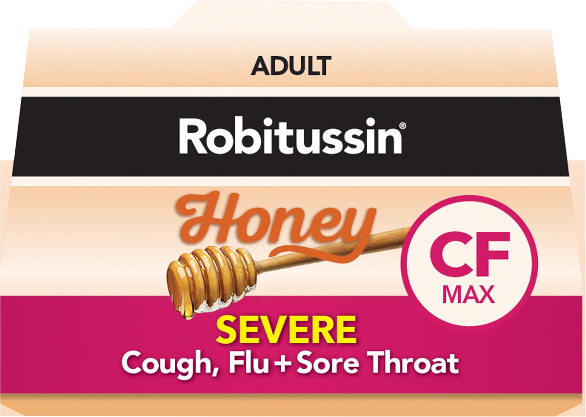 slide 9 of 9, Robitussin Honey CF Max Day Adult Syrup for Severe Cough, Sore Throat, & Flu with Real Honey, 8 oz, 8 oz