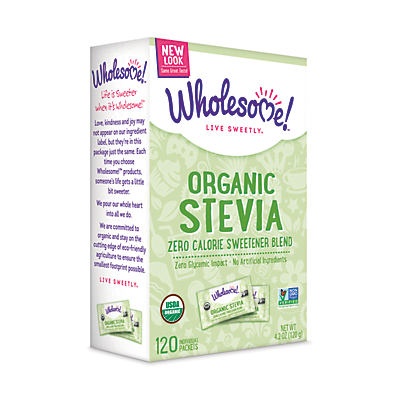 slide 1 of 1, Wholesome Organic Organic Stevia Zero Calorie Sweetener Blend Individual Packets, 120 ct