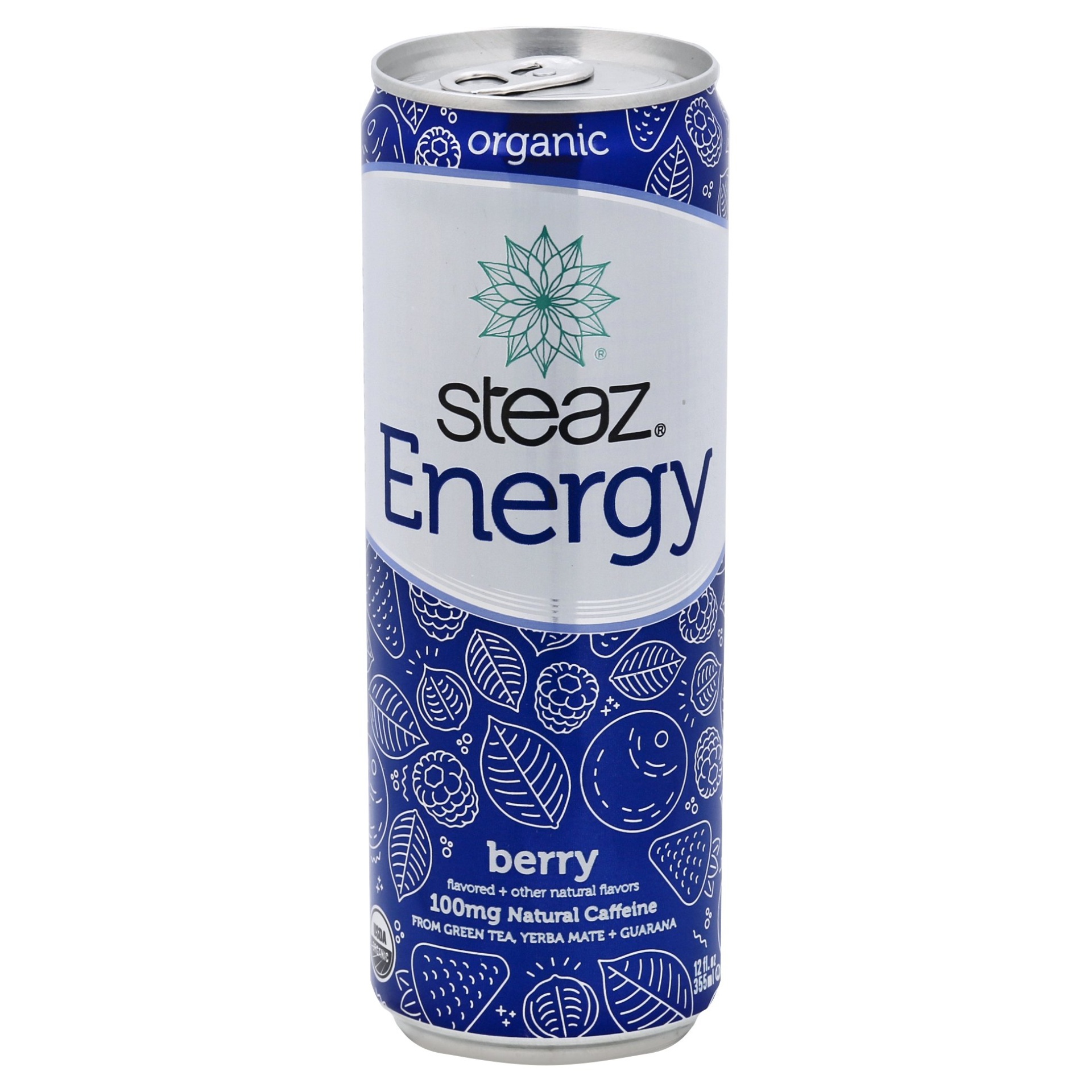 slide 1 of 1, Steaz Organic Berry Energy Drink, 12 fl oz