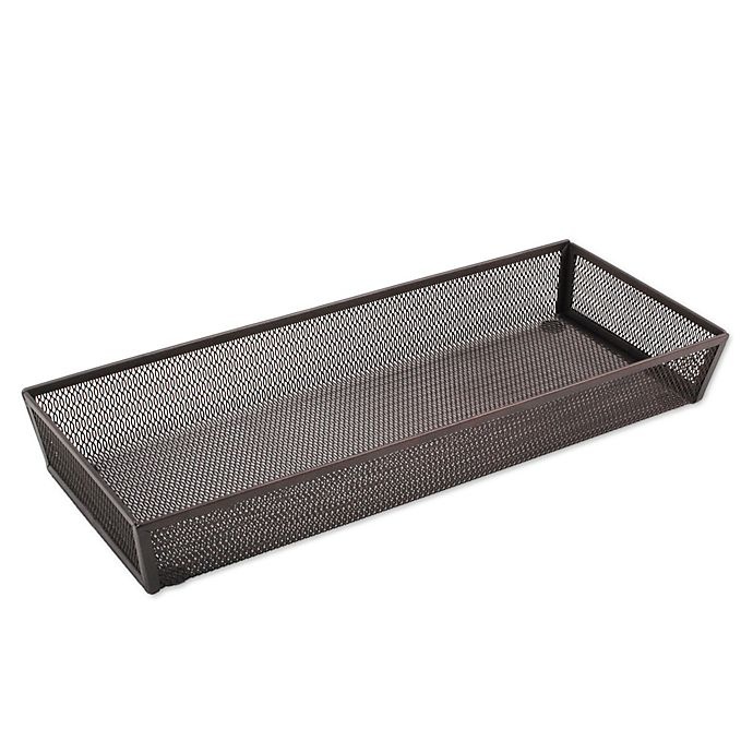 slide 1 of 3, ORG Mesh Oblong Kitchen Drawer Organizer - Bronze, 6 in x 15 in