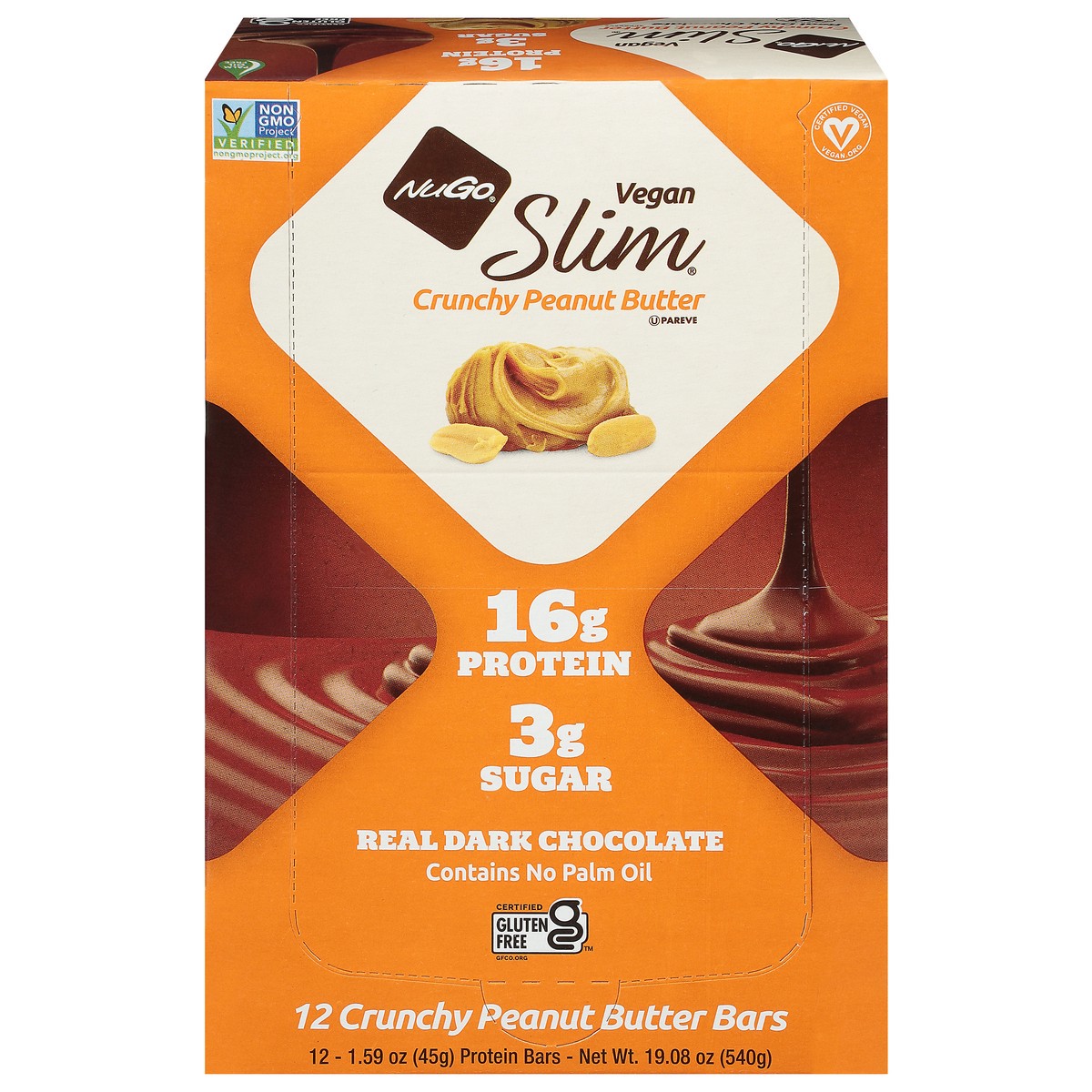 slide 1 of 13, NuGo Slim Crunchy Peanut Butter Protein Bar 12 - 1.59 oz Bars, 12 ct