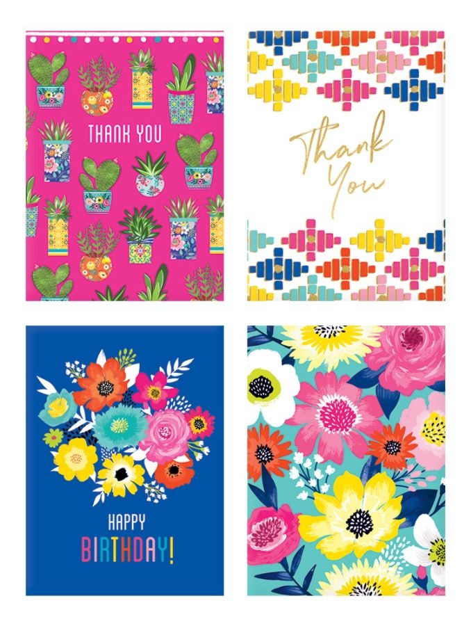 16ct Assorted Blank Note Cards Bright Bloom : Target