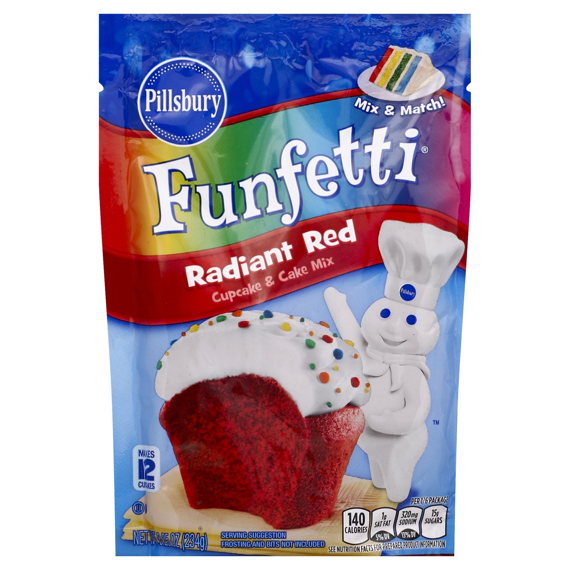 slide 1 of 6, Pillsbury Funfetti Radiant Red Cupcake & Cake Mix, 8.25 oz