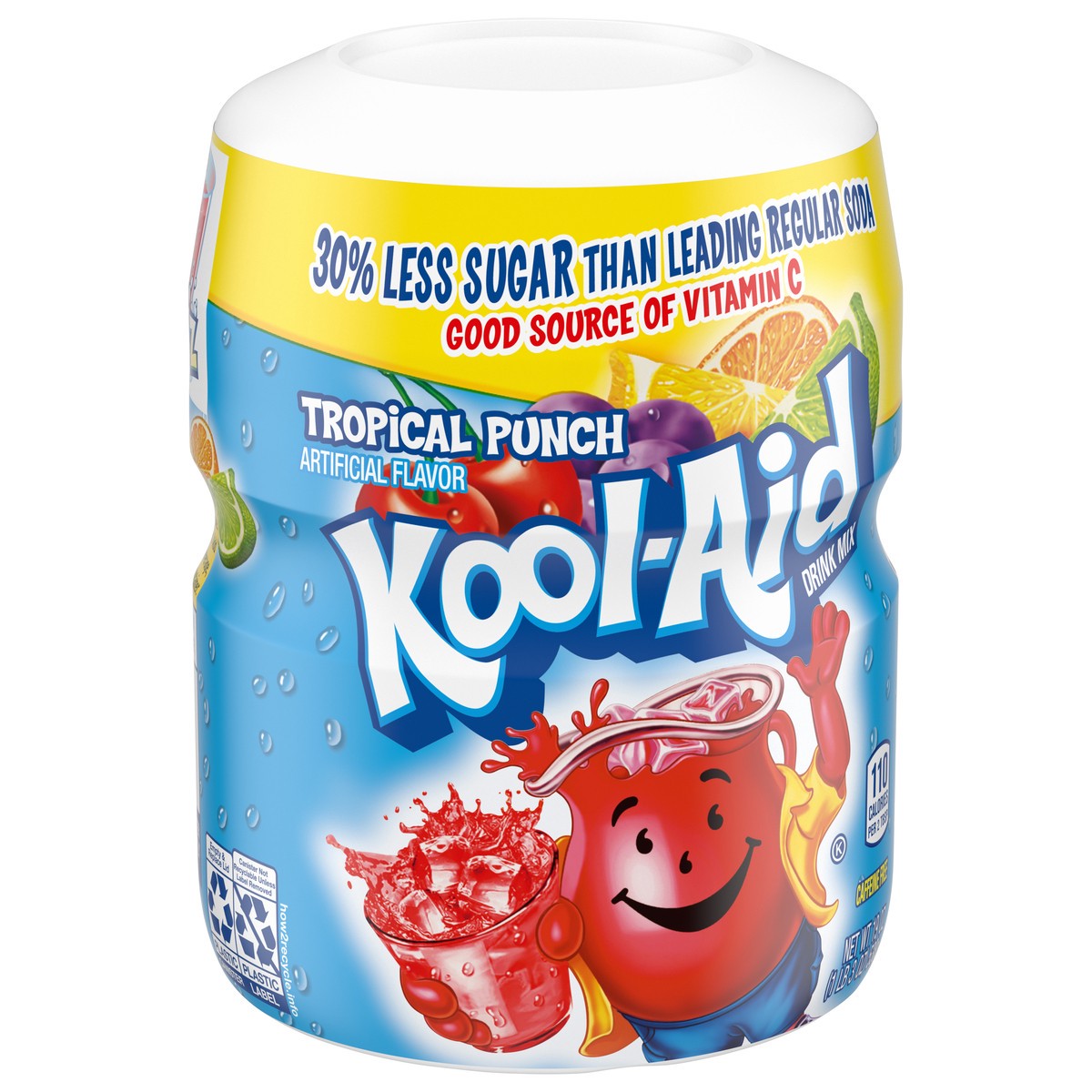 slide 7 of 9, Kool-Aid Sugar Sweetened Tropical Punch Artificially Flavored Powdered Drink Mix, 19 oz. Canister, 19 oz