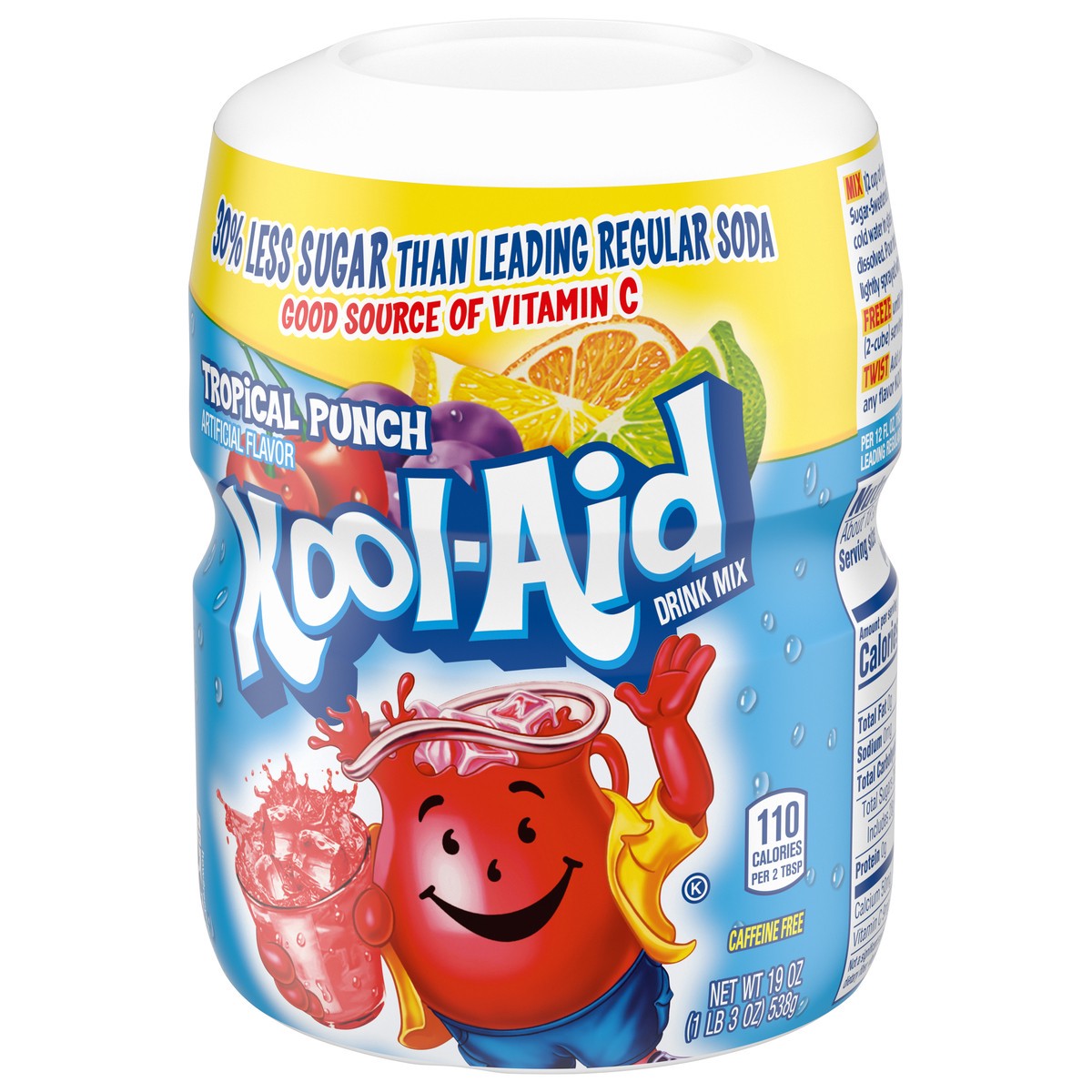 slide 5 of 9, Kool-Aid Sugar Sweetened Tropical Punch Artificially Flavored Powdered Drink Mix, 19 oz. Canister, 19 oz