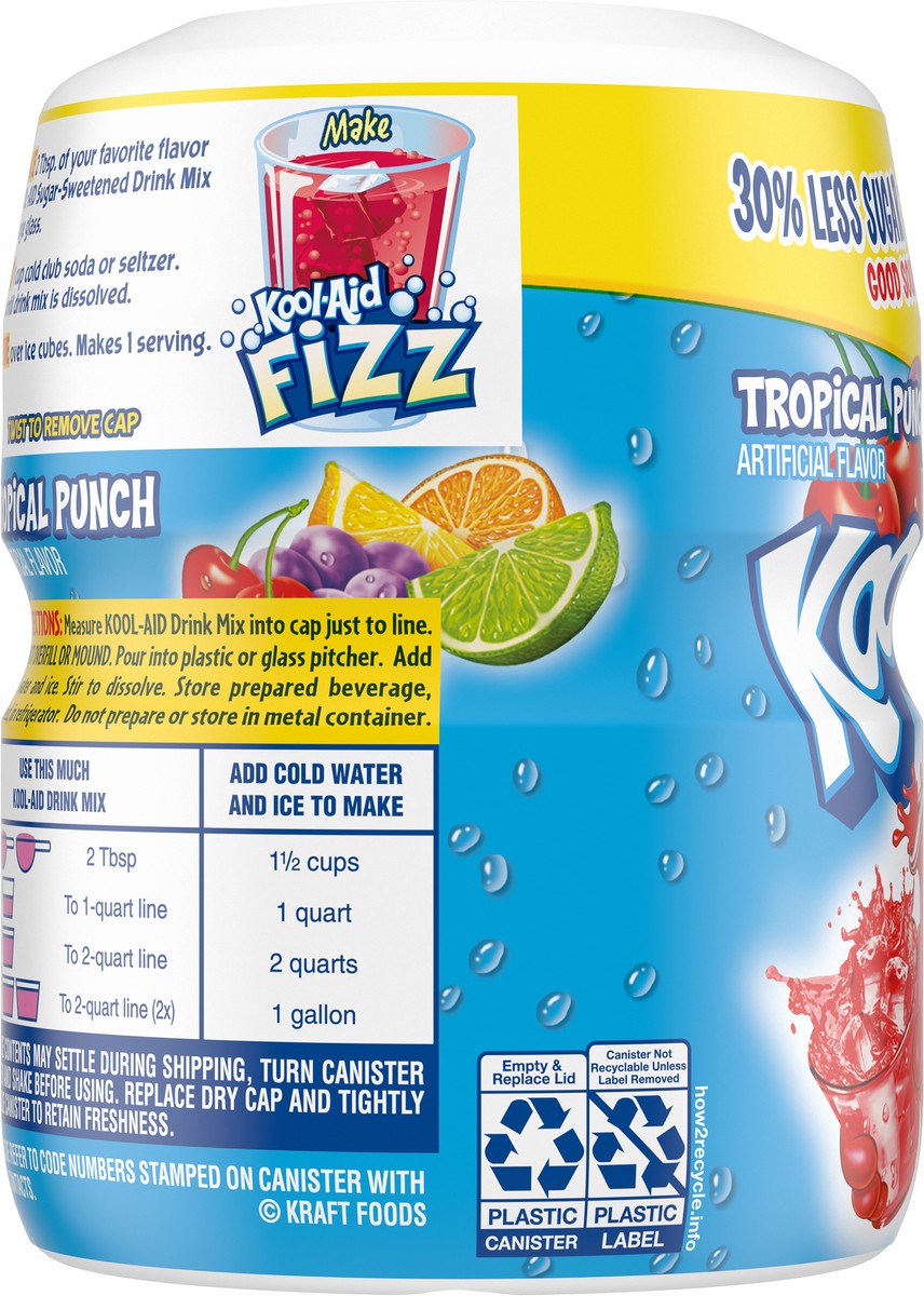 slide 9 of 9, Kool-Aid Sugar Sweetened Tropical Punch Artificially Flavored Powdered Drink Mix, 19 oz. Canister, 19 oz