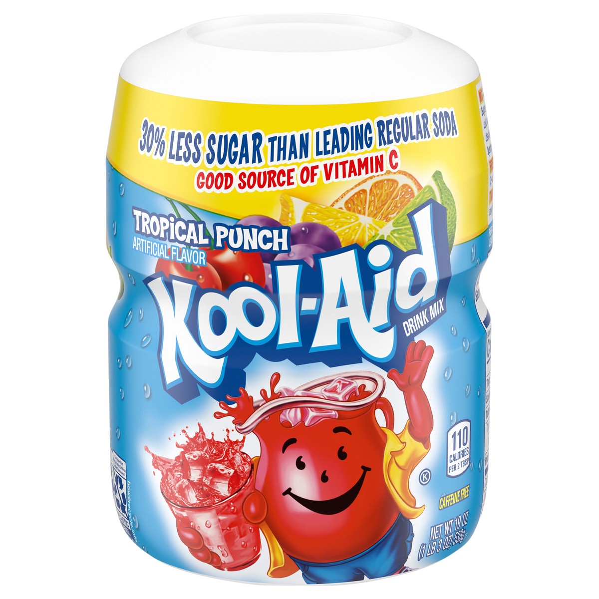 slide 1 of 9, Kool-Aid Sugar Sweetened Tropical Punch Powdered Drink Mix, 19 oz. Canister, 19 oz