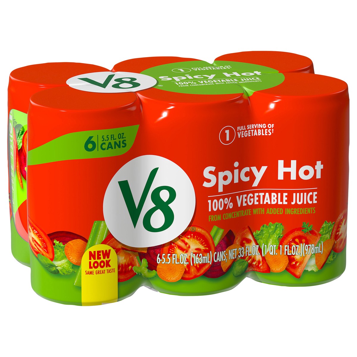 slide 4 of 9, V8 Spicy Hot 100% Vegetable Juice 6 - 5.5 fl oz Can, 6 ct; 5.5 fl oz
