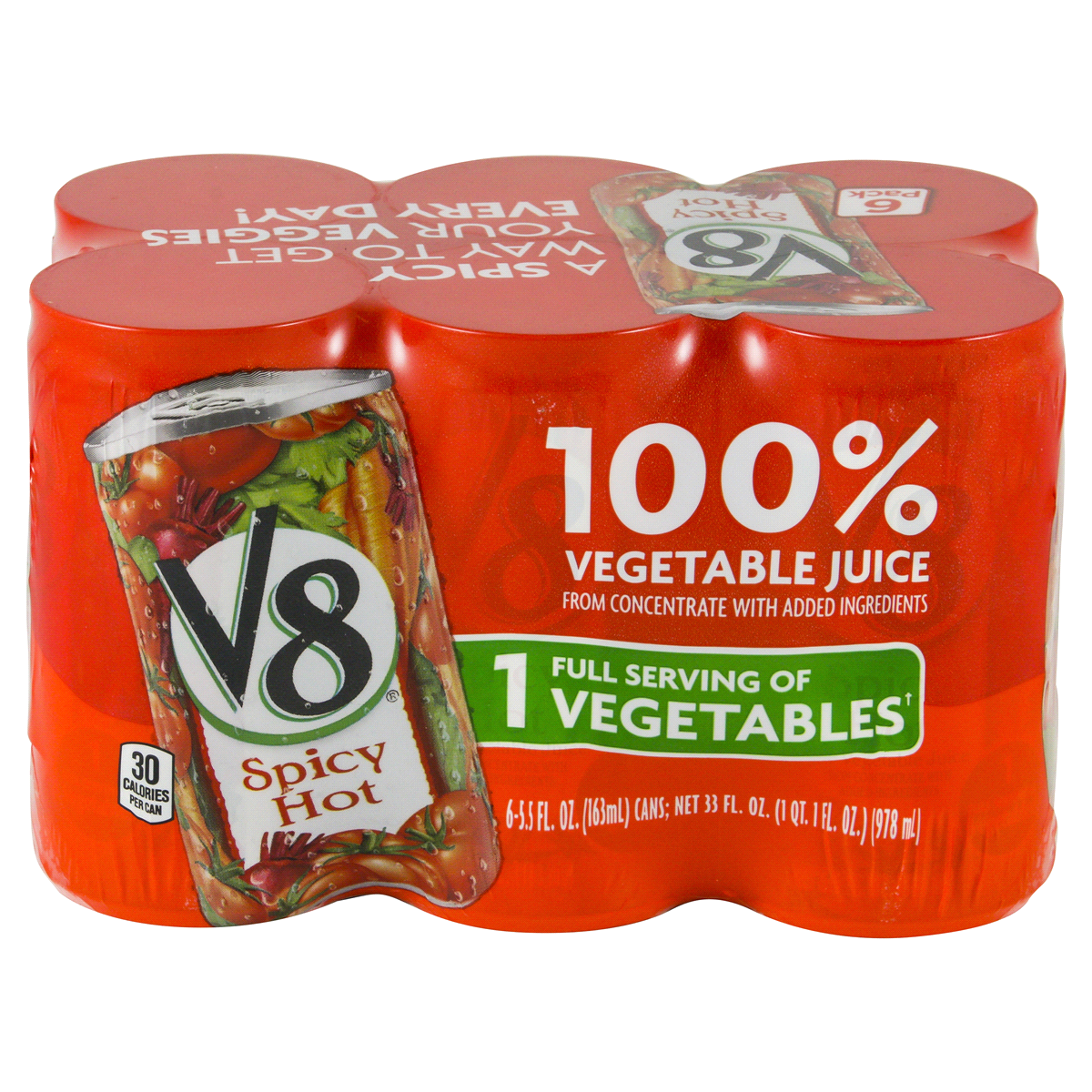 slide 3 of 4, V8 Spicy Hot 100% Vegetable Juice, 6 ct; 5.5 fl oz