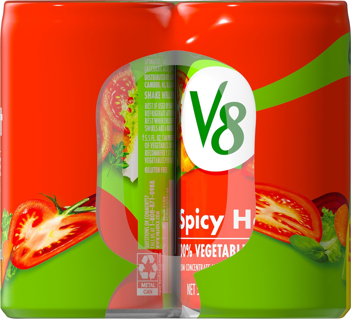 slide 6 of 9, V8 Spicy Hot 100% Vegetable Juice 6 - 5.5 fl oz Can, 6 ct; 5.5 fl oz