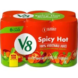 V8 Spicy Hot 100% Vegetable Juice, 5.5 FL OZ Can (Pack of 6)