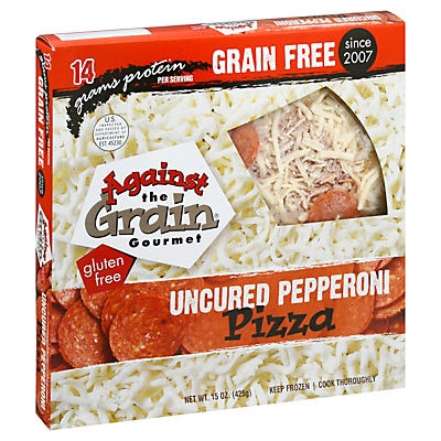 slide 1 of 1, Against the Grain Uncured Pepperoni Gluten FreePizza, 15 oz