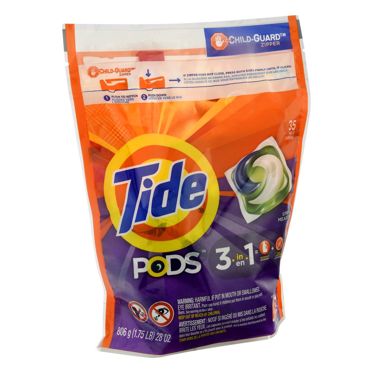 slide 2 of 9, Tide Pods 3 in 1 Spring Meadow Detergent 35 ea, 35 ct