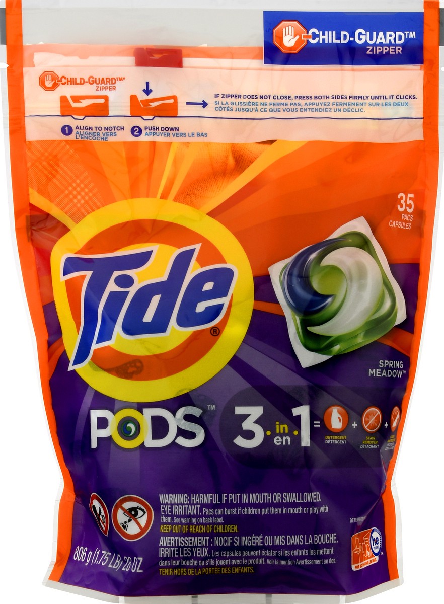 slide 6 of 9, Tide Pods 3 in 1 Spring Meadow Detergent 35 ea, 35 ct