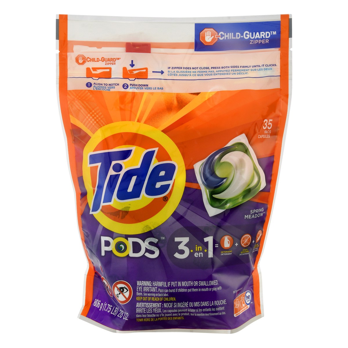 slide 1 of 9, Tide Pods 3 in 1 Spring Meadow Detergent 35 ea, 35 ct